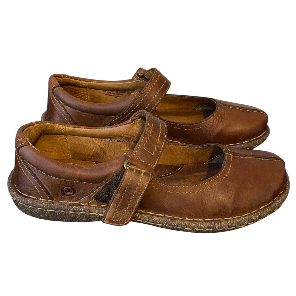 Born Womens Mary Jane Shoes 7.5 Brown Leather Boho Granola Dark Academia Comfort